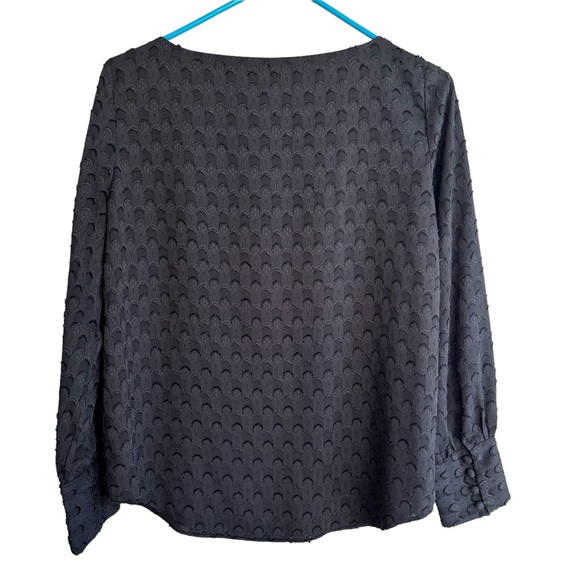 Ann Taylor Long Sleeve Black Blouse Medium P - Picture 6 of 6